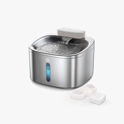 oneisall wireless filterless cat water fountain with stainless steel bowl