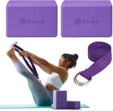Gaiam Essentials yoga block 2-pack and strap set